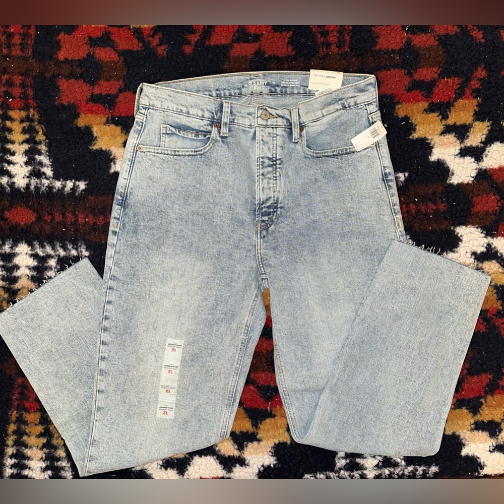 Old Navy Extra High Rise Sky-High Straight Jeans Ankle Cut Size 12